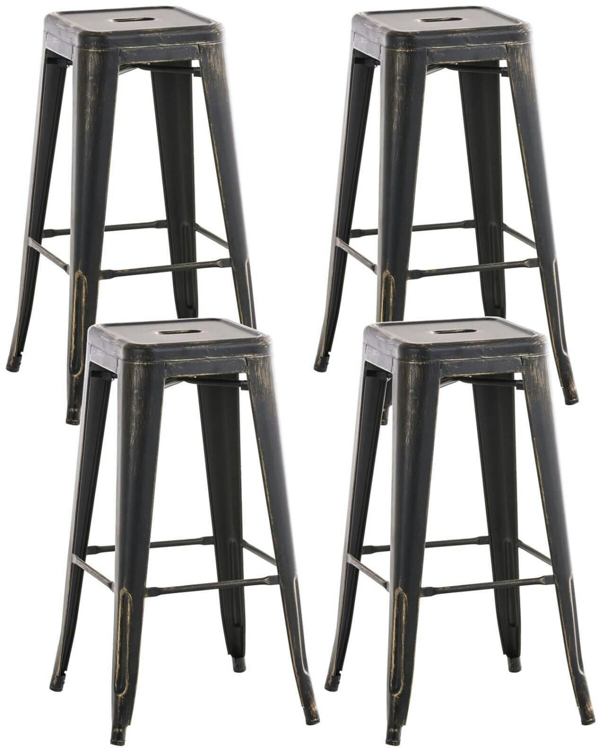 CLP Set of 4 bar stools Joshua antique black-gold (312749)