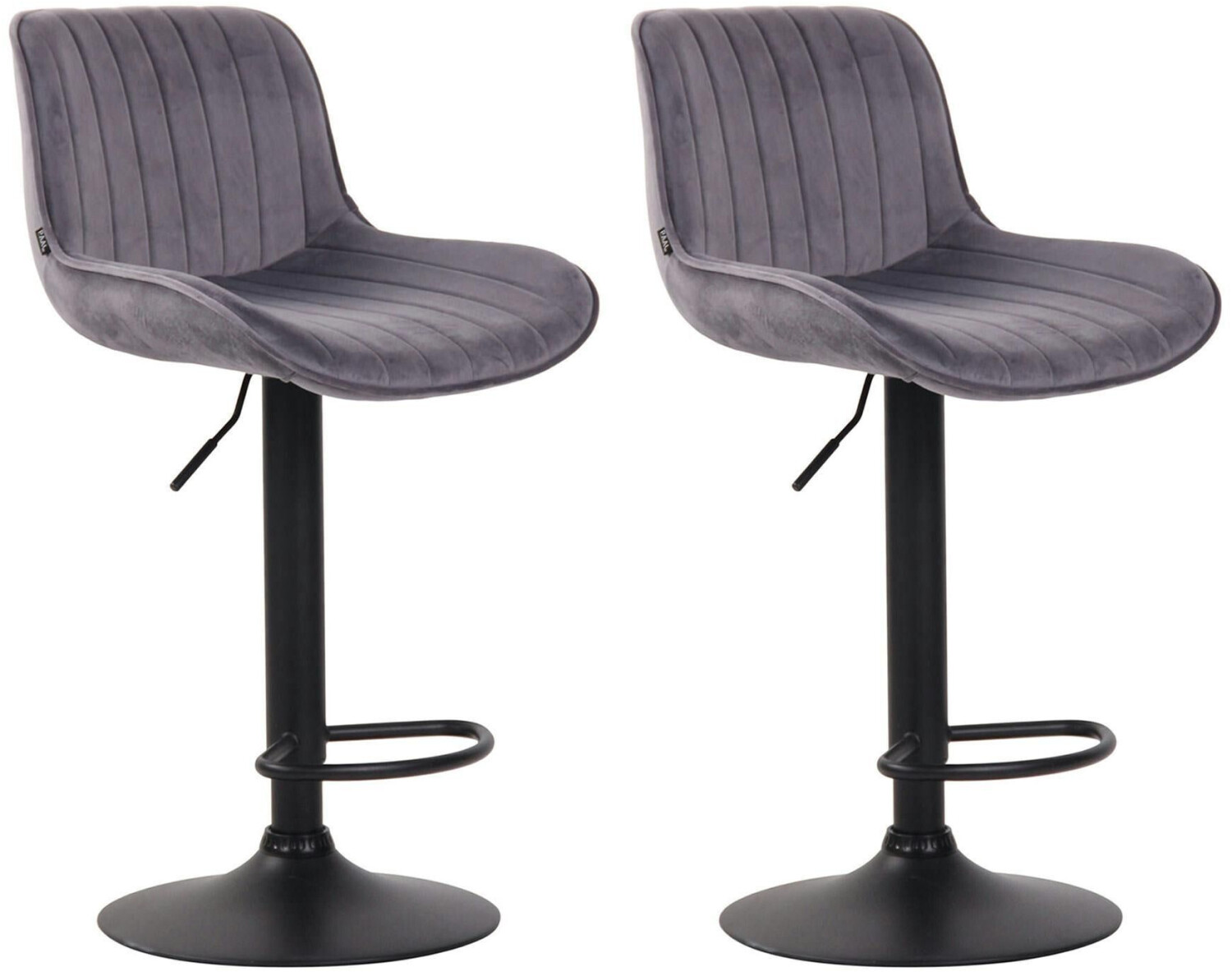 CLP Set of 2 bar stools Lentini velvet black dark gray (320596)