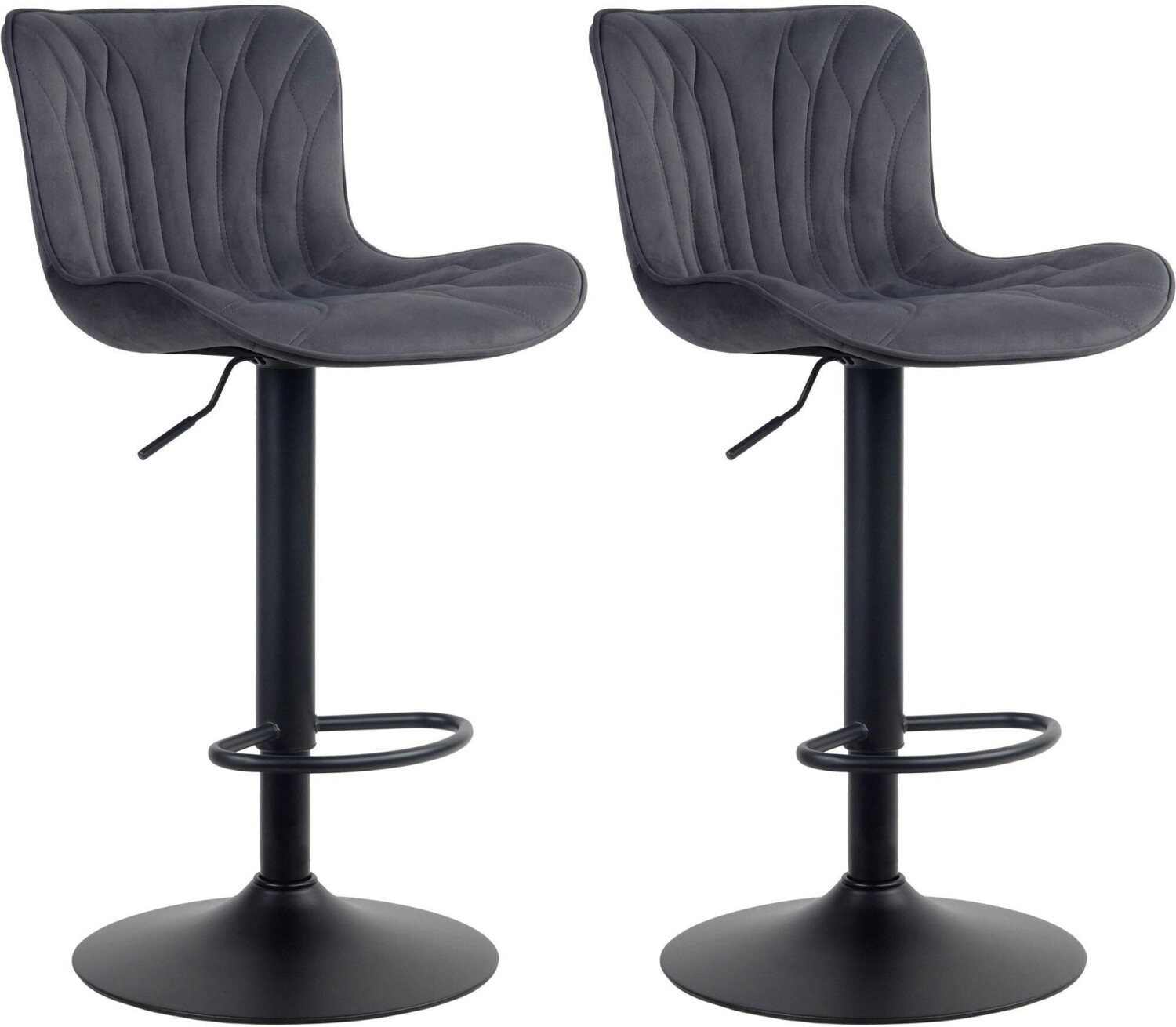 CLP Set of 2 bar stools Linus velvet black (322363)