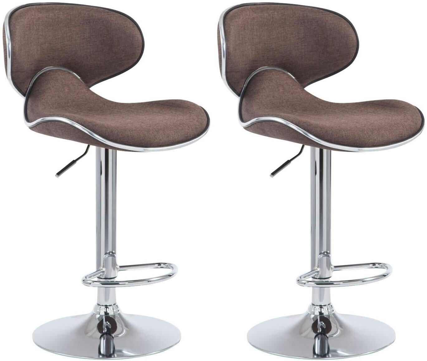 CLP Set of 2 bar stools Las Vegas V2 fabric chrome brown (305203)