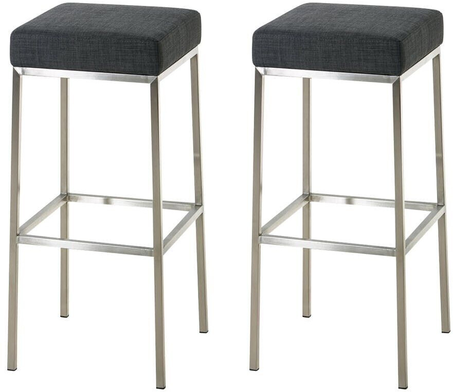CLP Set of 2 bar stools Montreal 85 fabric stainless steel dark gray (314511)