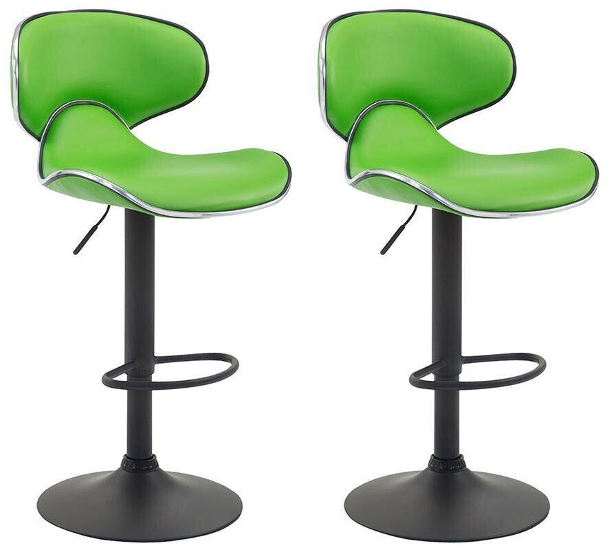 CLP Set of 2 bar stools Las Vegas V2 artificial leather black green (316032)