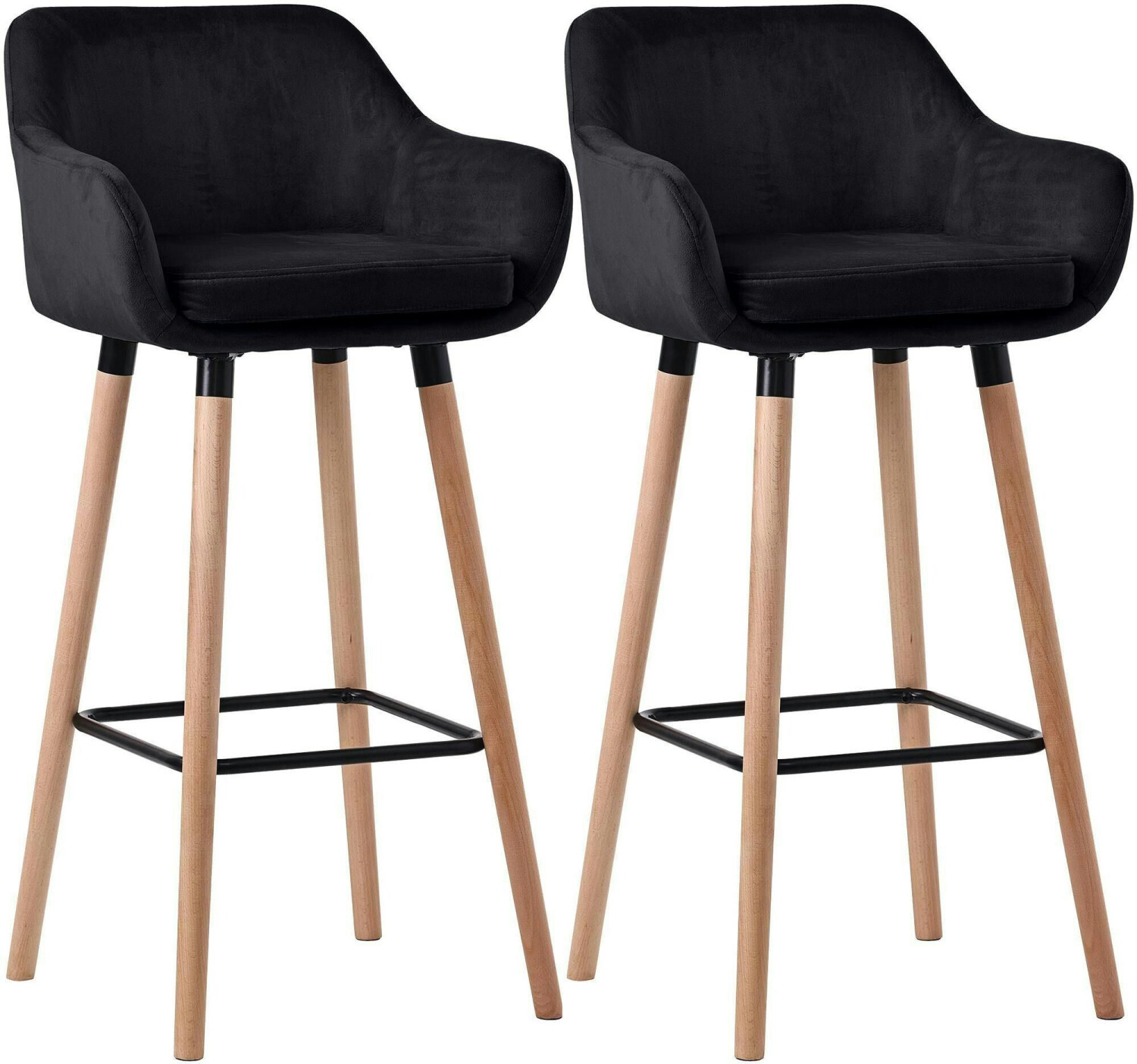 CLP Set of 2 bar stools Grant velvet black (312935)