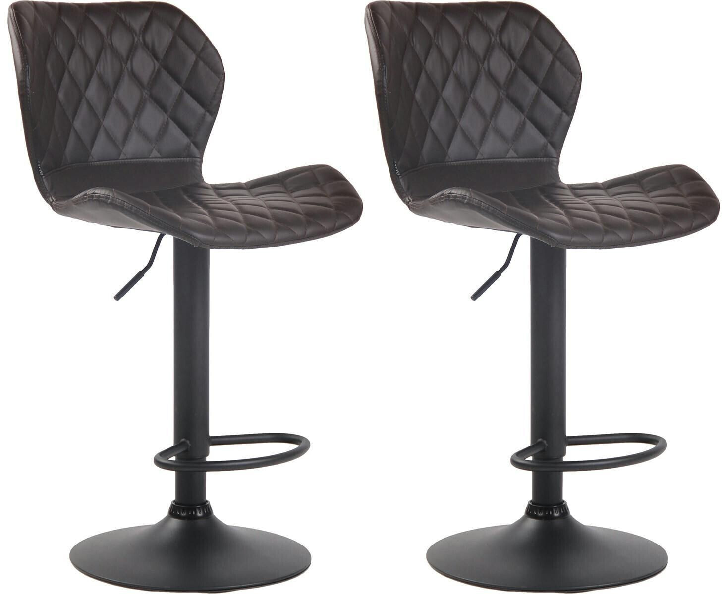 CLP Set of 2 bar stools cork faux leather black brown (315175)
