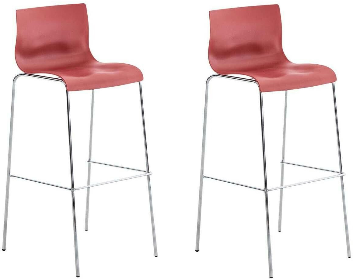 CLP Set of 2 bar stools Hover plastic 4-foot frame chrome red (304464)
