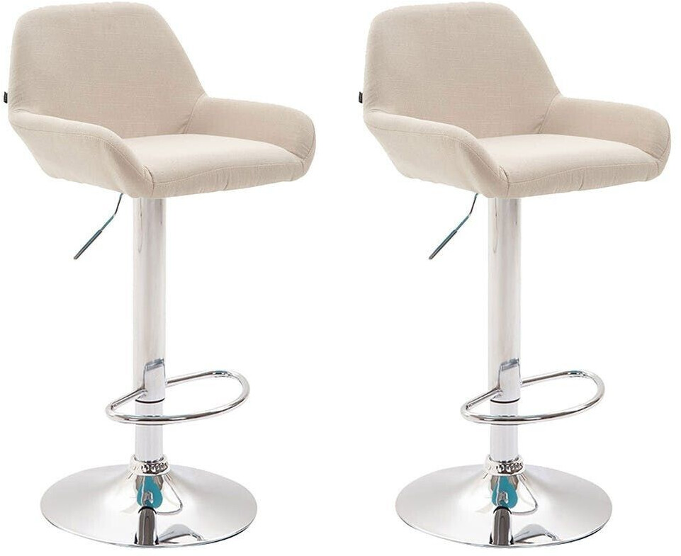 CLP Set of 2 bar stools Braga fabric chrome cream (316062)