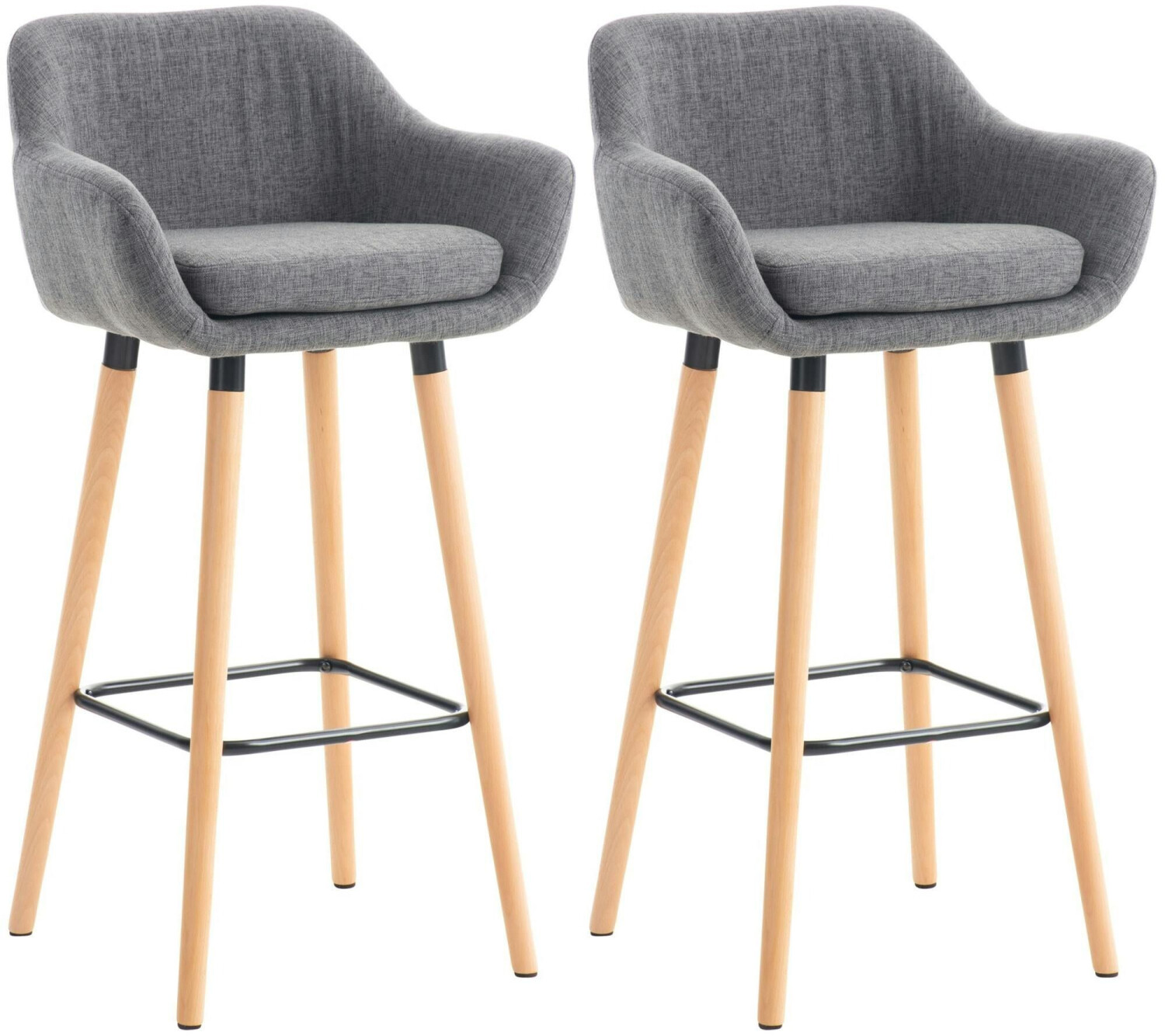 CLP Set of 2 bar stools Grant fabric light gray (307126)
