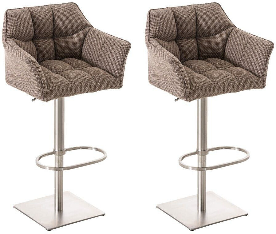 CLP Set of 2 bar stools Damaso fabric stainless steel terra brown (314978)