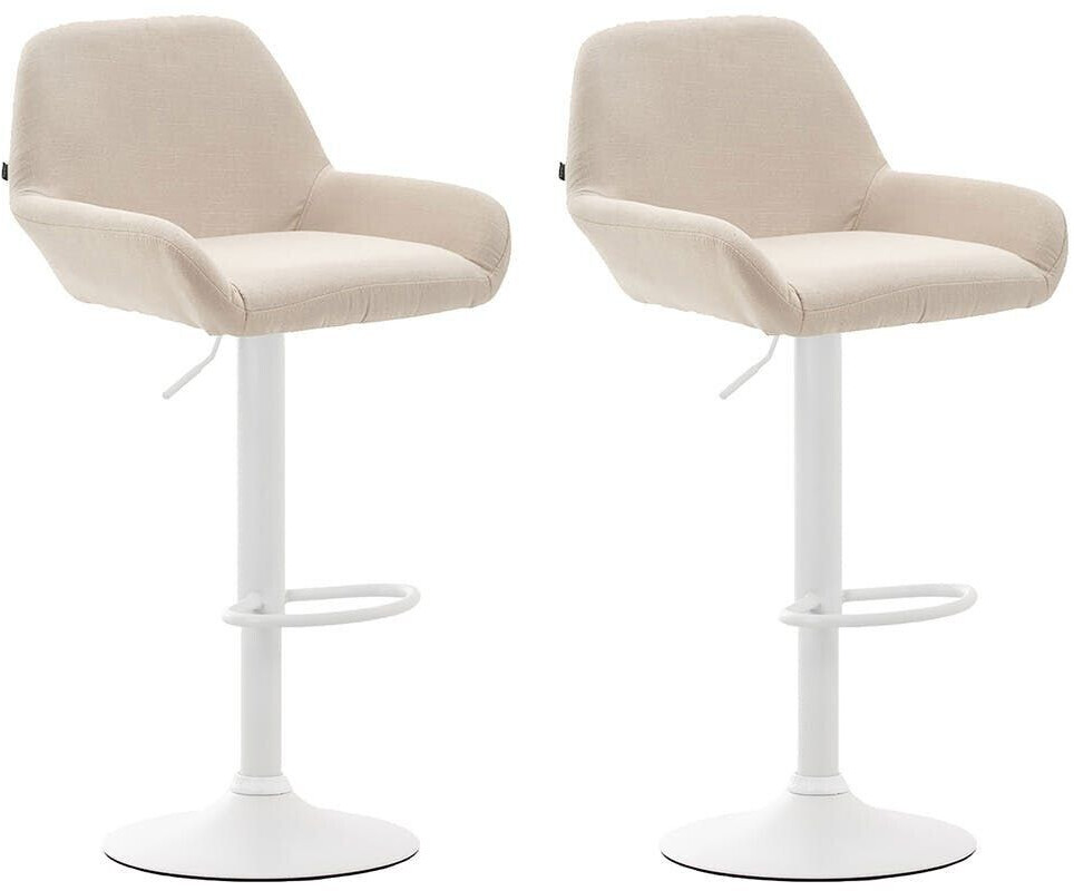 CLP Set of 2 bar stools Braga fabric white cream (316071)