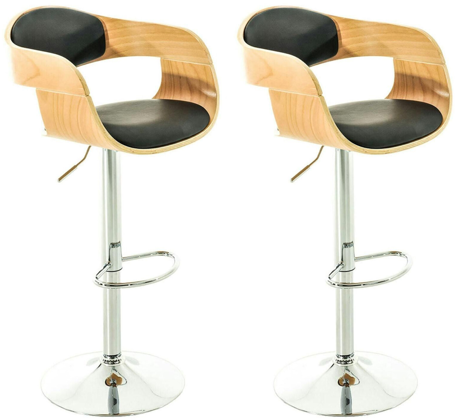 CLP Set of 2 bar stools Kingston faux leather natural/black (306532)