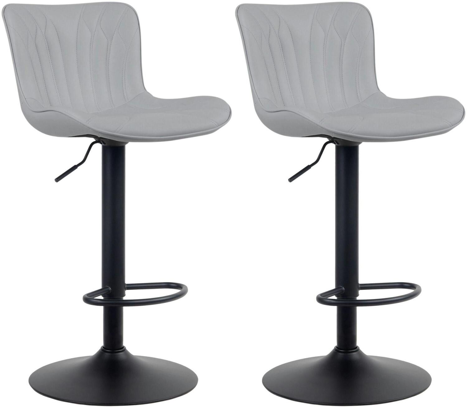 CLP Set of 2 bar stools Linus faux leather gray (322361)