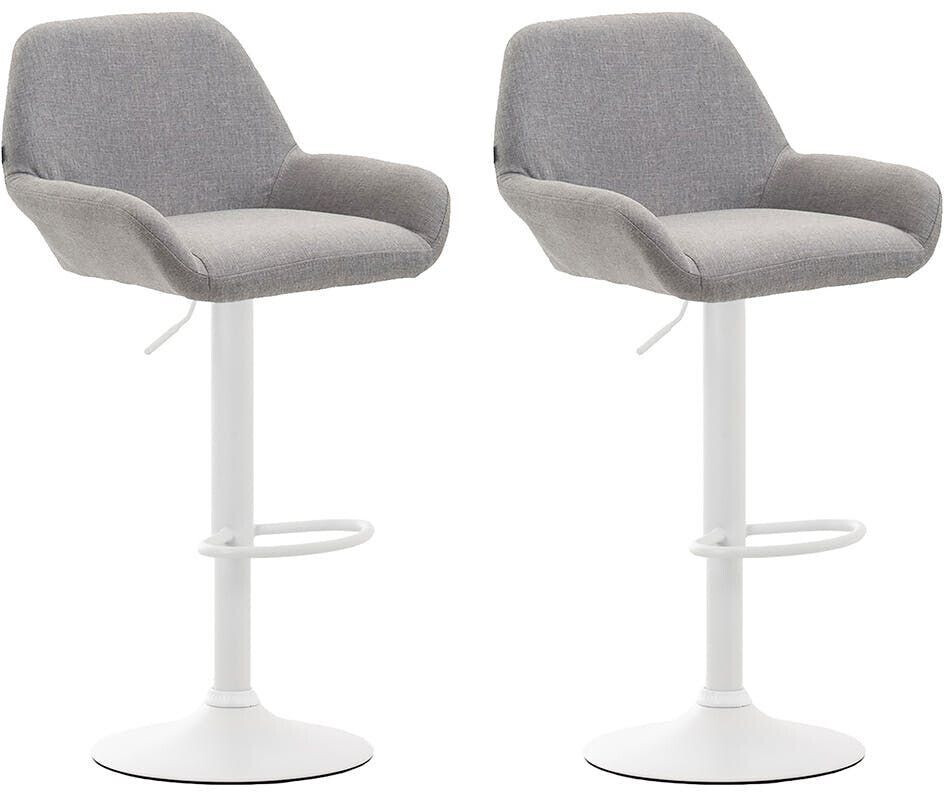 CLP Set of 2 bar stools Braga fabric white gray (316069)