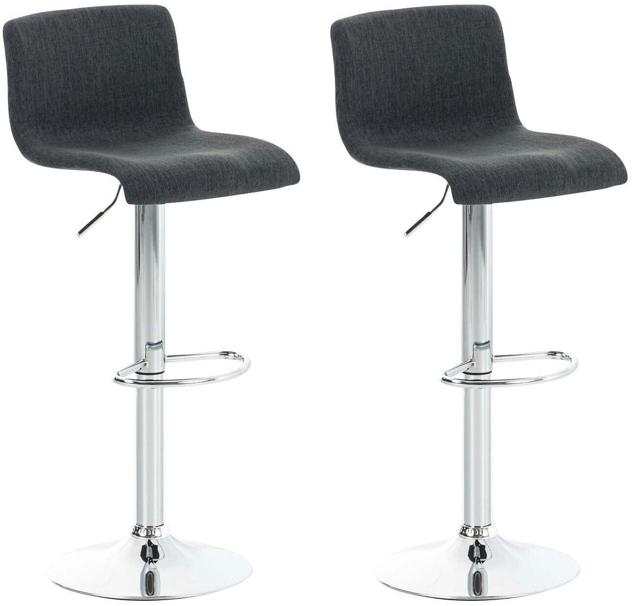 CLP Set of 2 bar stools Hover fabric chrome dark gray (306741)