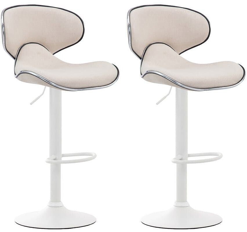 CLP Set of 2 bar stools Las Vegas V2 fabric white cream (316057)
