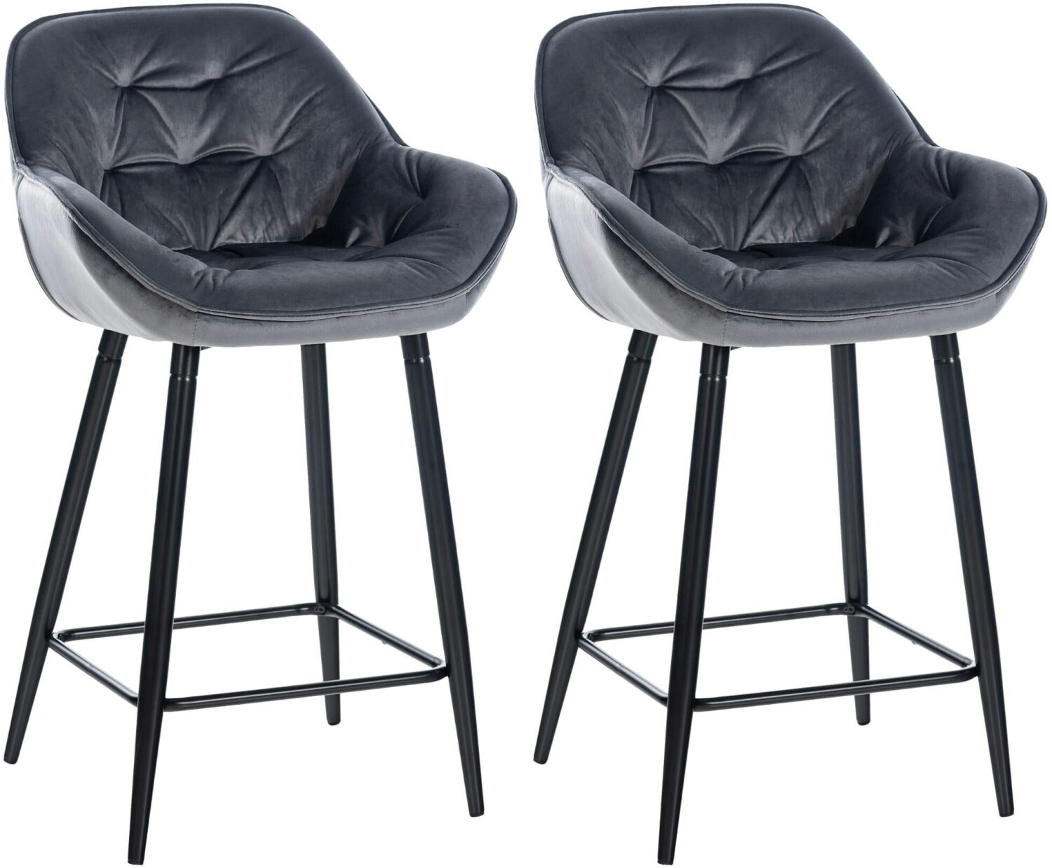CLP Set of 2 bar stools Gibson velvet dark gray (322235)