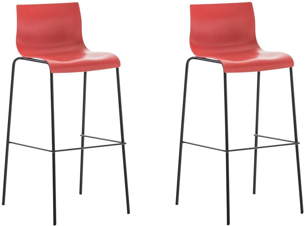 CLP Set of 2 bar stools Hover plastic 4-foot frame black red (304470)