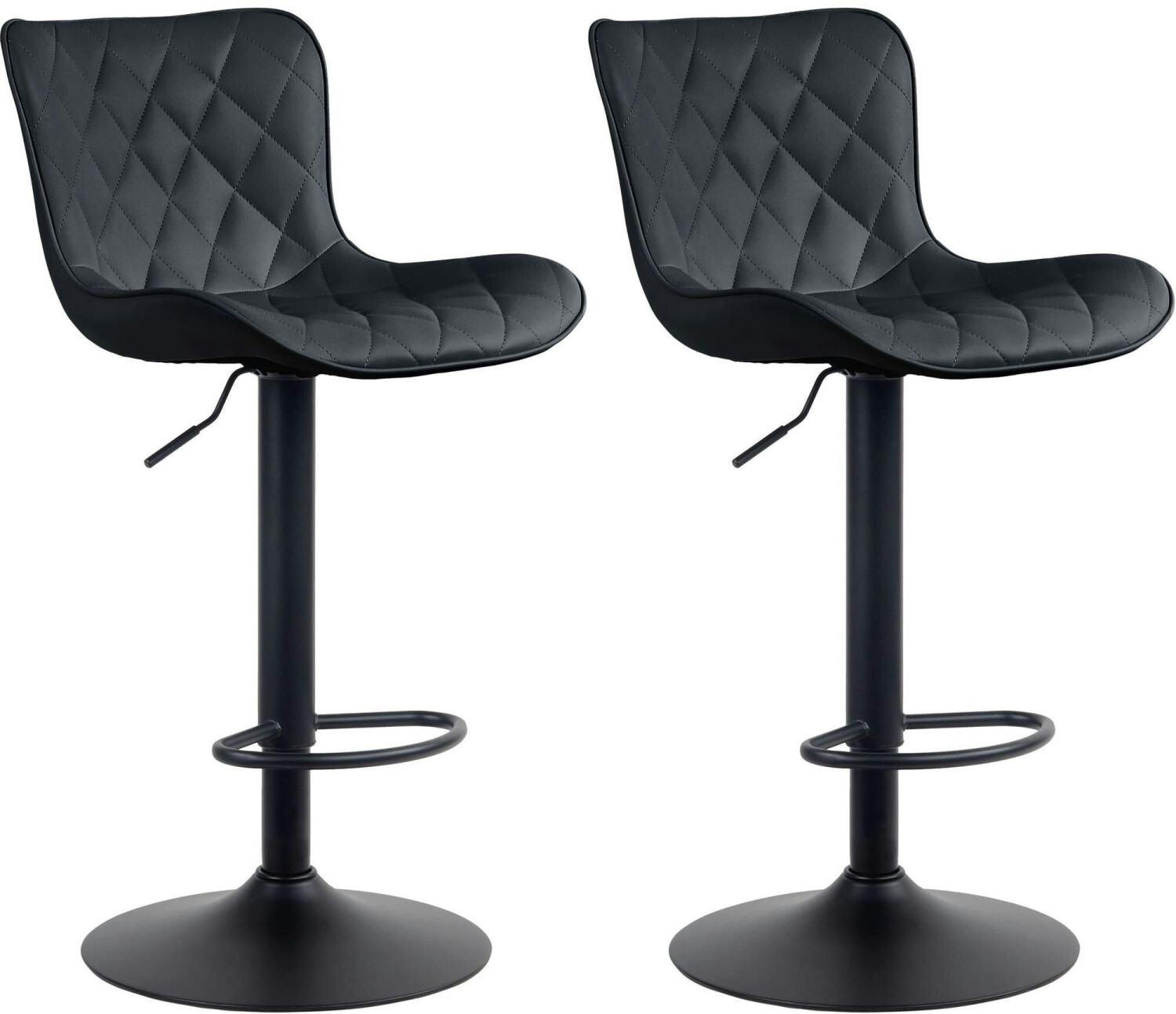 CLP Set of 2 bar stools Emma faux leather black (322346)