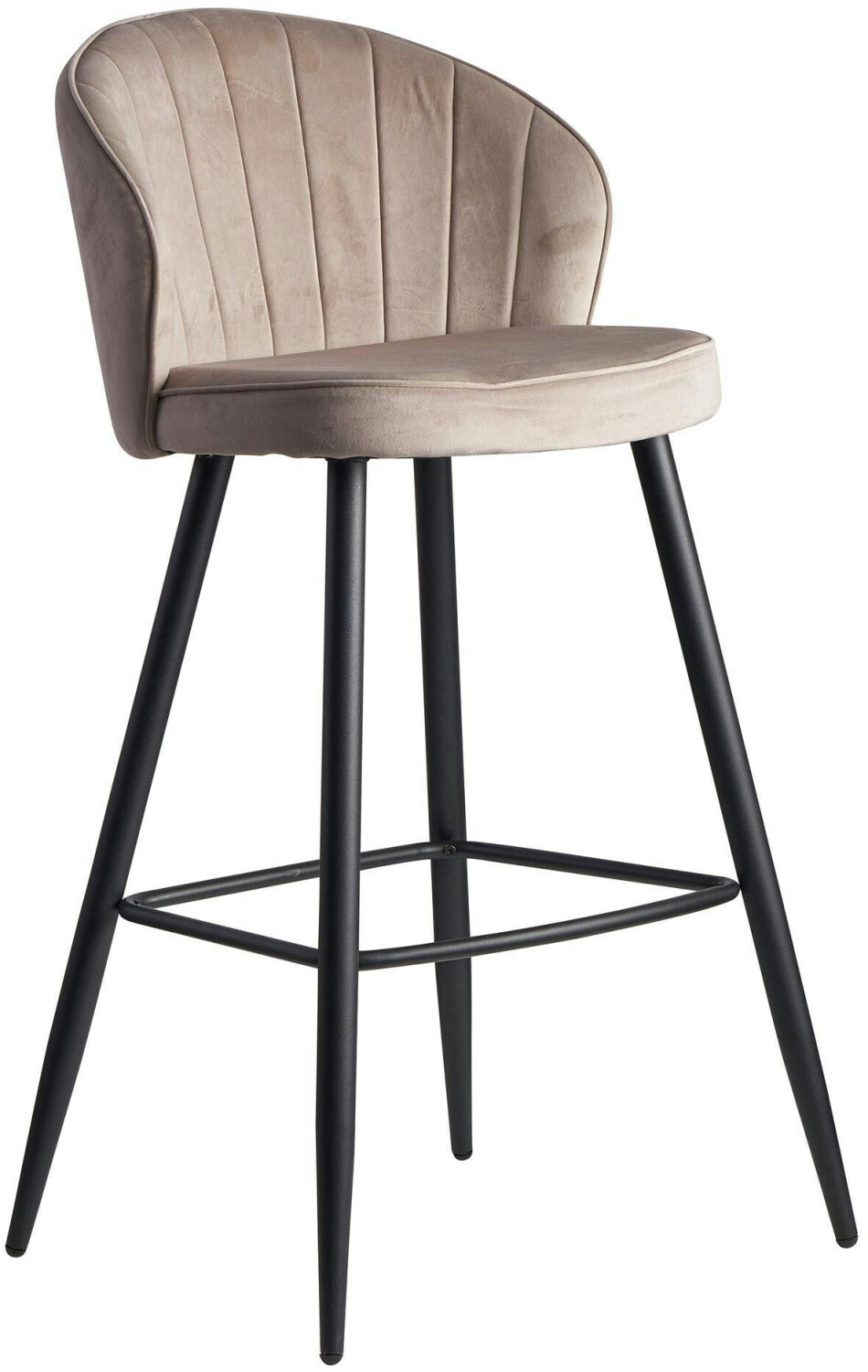 Finebuy Bar stool velvet bar chair counter stool with backrest fabric stool - beige (FB24133)