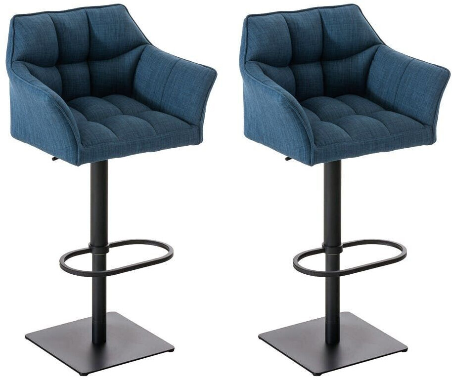 CLP Set of 2 bar stools Damaso fabric black blue (314968)
