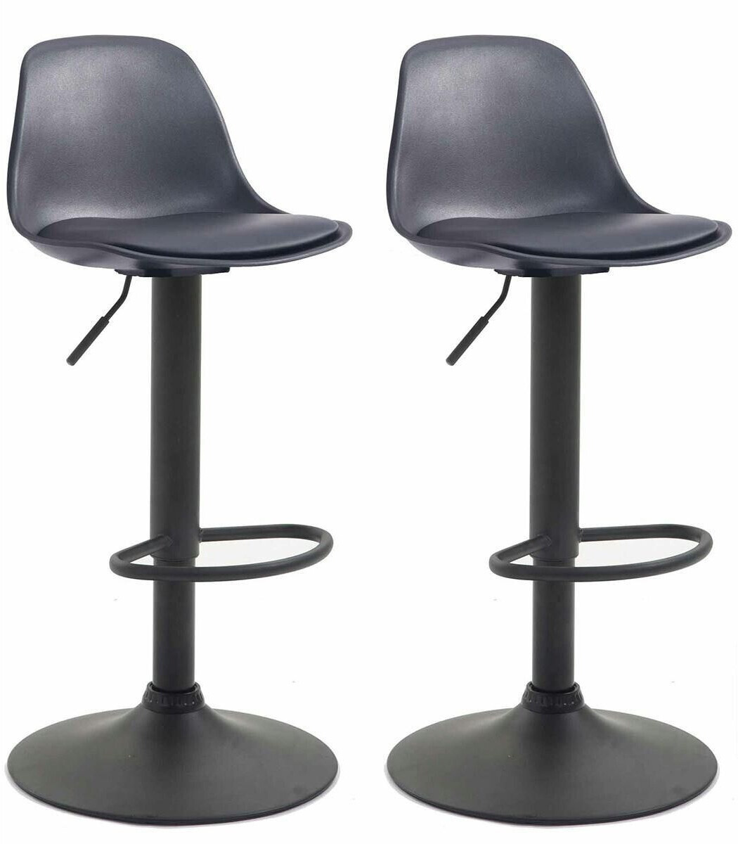 CLP Set of 2 bar stools Kiel plastic black black (314180)