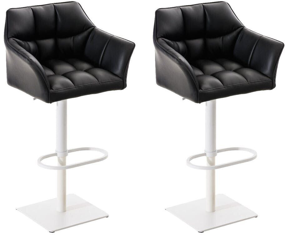 CLP Set of 2 bar stools Damaso faux leather white black (314922)