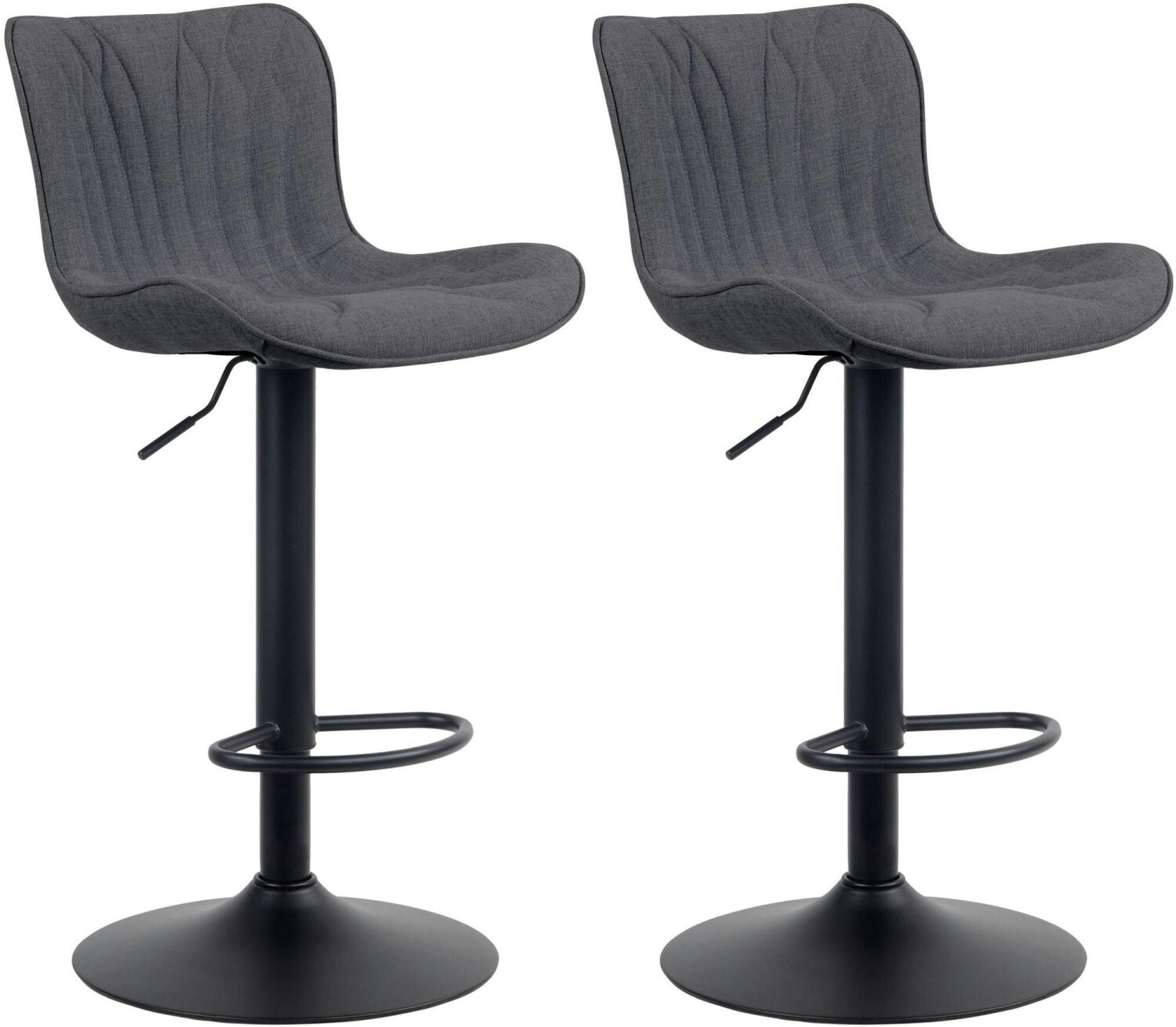 CLP Set of 2 bar stools Linus fabric black (322367)