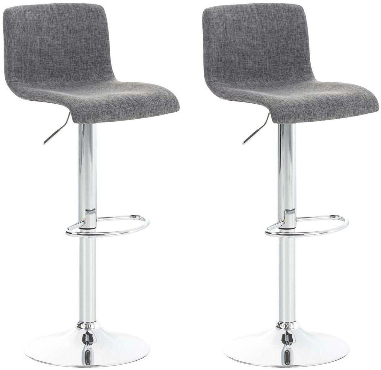CLP Set of 2 bar stools Hover fabric chrome light gray (306742)