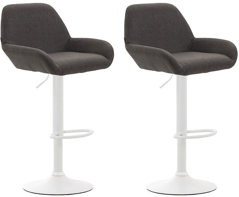 CLP Set of 2 bar stools Braga fabric white dark gray (316070)