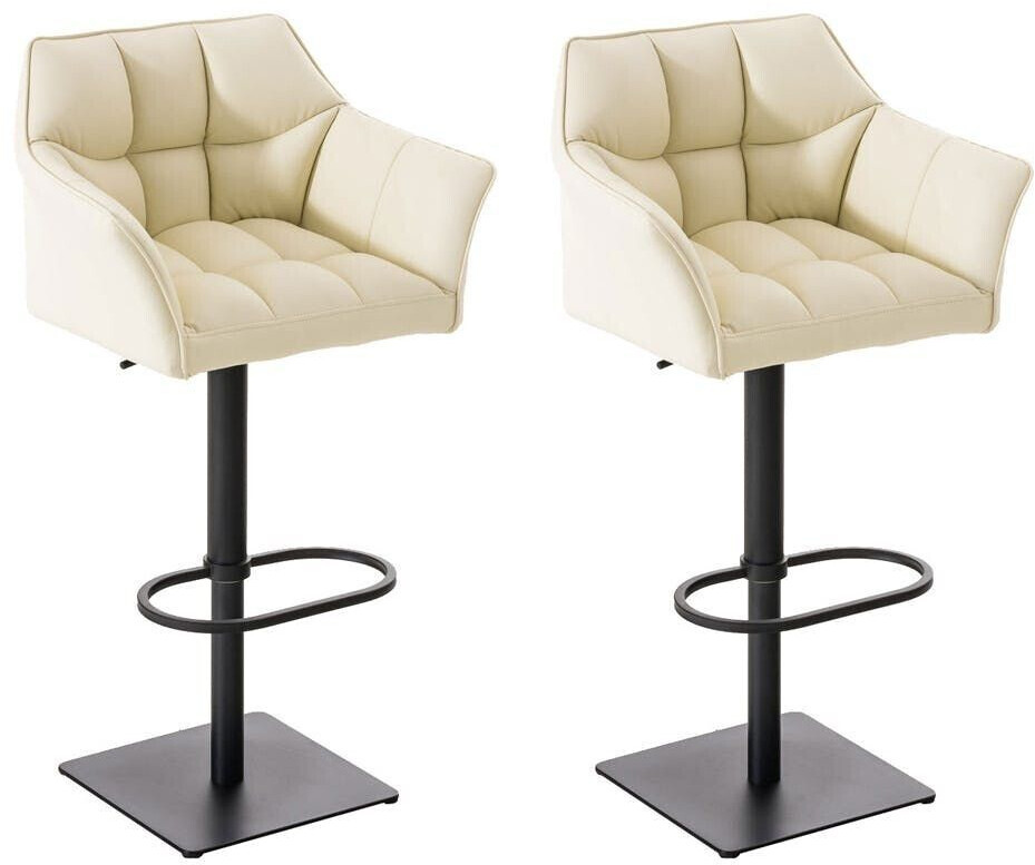 CLP Set of 2 bar stools Damaso faux leather black cream (314933)