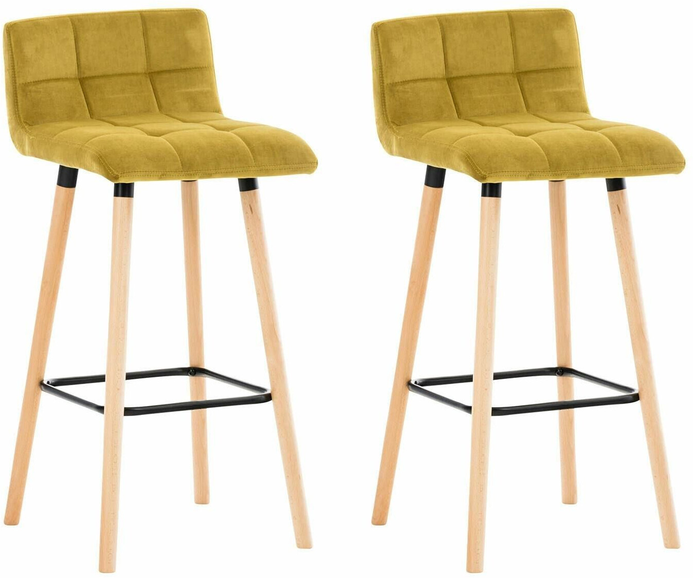 CLP Set of 2 bar stools Lincoln velvet yellow (312828)