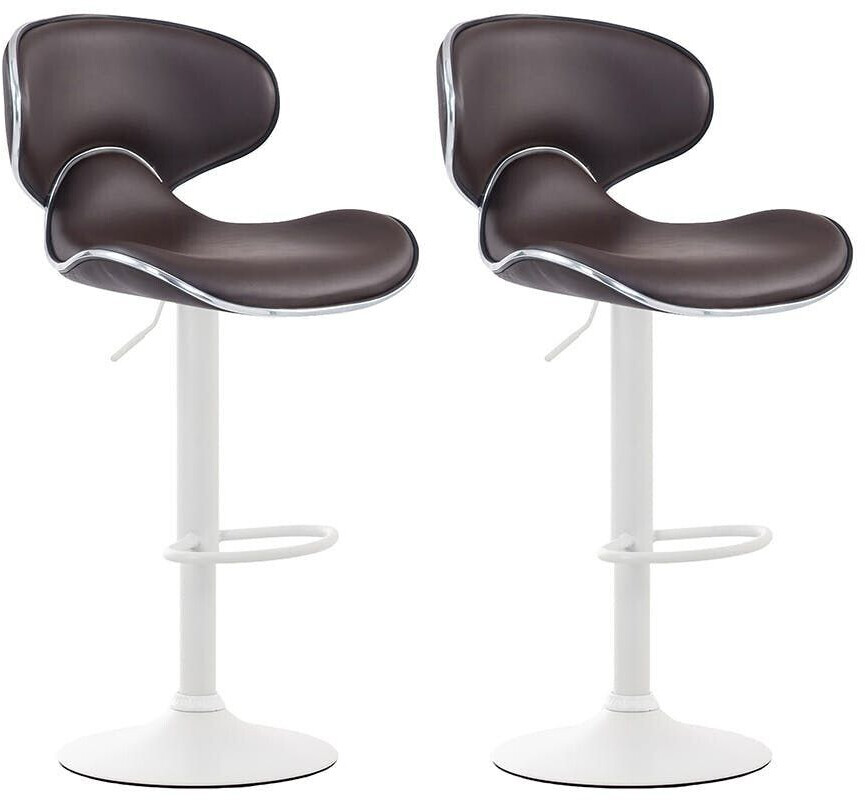 CLP Set of 2 bar stools Las Vegas V2 artificial leather white brown (316041)
