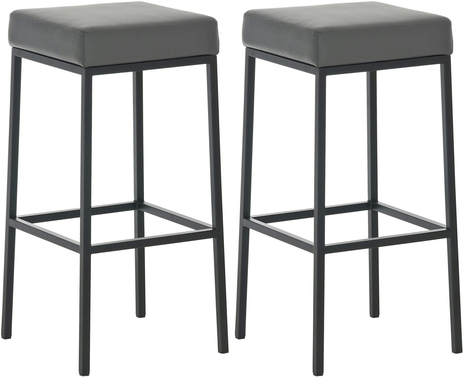 CLP Set of 2 bar stools Montreal 80 faux leather black gray (314642)