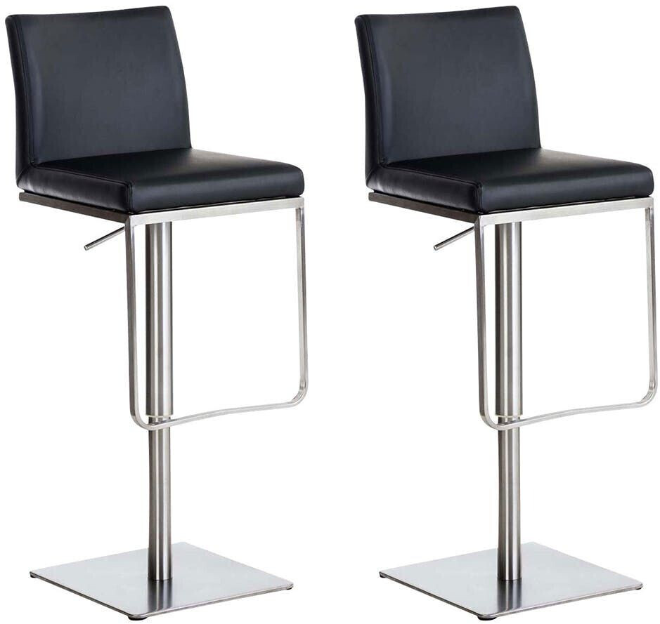 CLP Set of 2 bar stools Panama E faux leather black (307861)