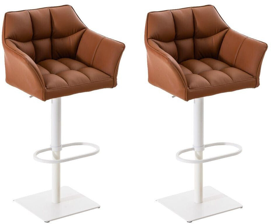 CLP Set of 2 bar stools Damaso faux leather white light brown (314918)