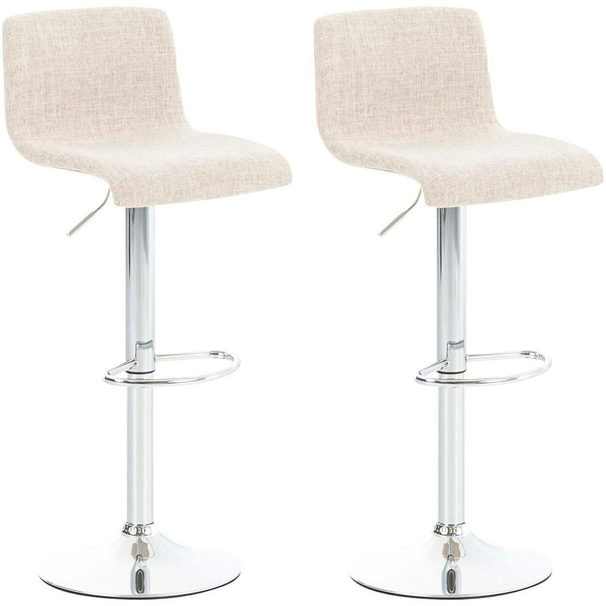 CLP Set of 2 bar stools Hover fabric chrome cream (306740)