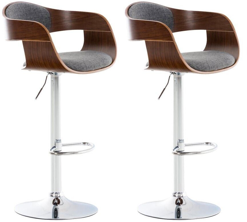 CLP Set of 2 bar stools Kingston fabric walnut/light gray (315032)
