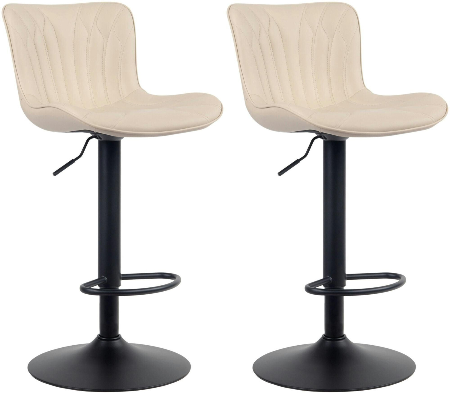 CLP Set of 2 bar stools Linus imitation leather cream (322360)
