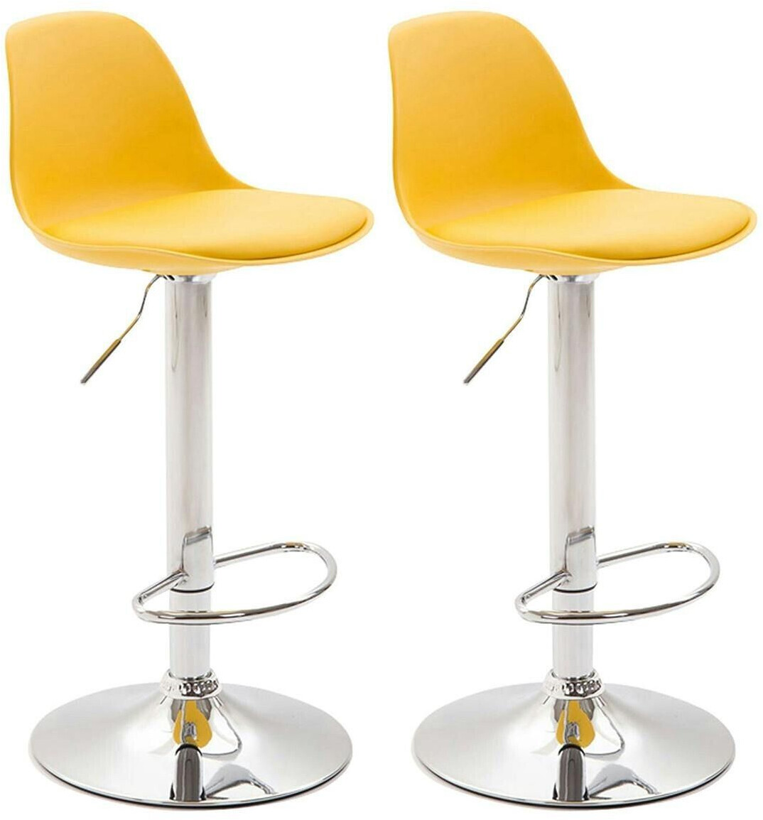 CLP Set of 2 bar stools Kiel plastic chrome yellow (314192)