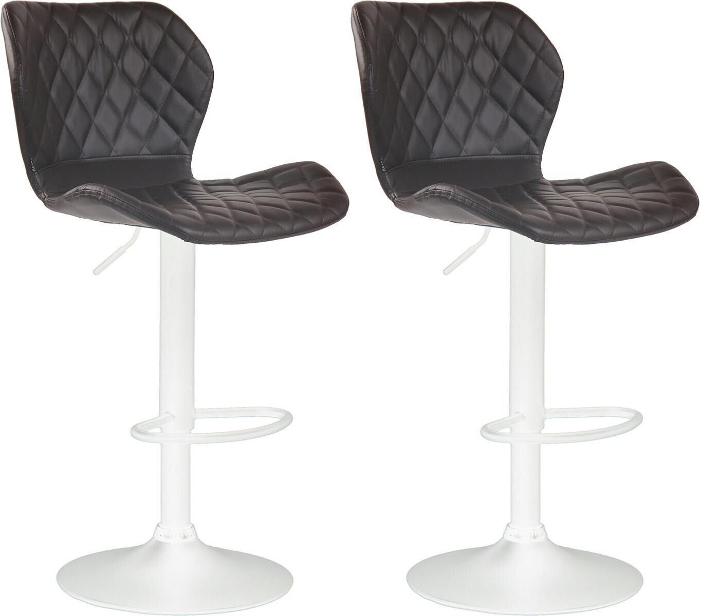 CLP Set of 2 bar stools cork faux leather white brown (315158)