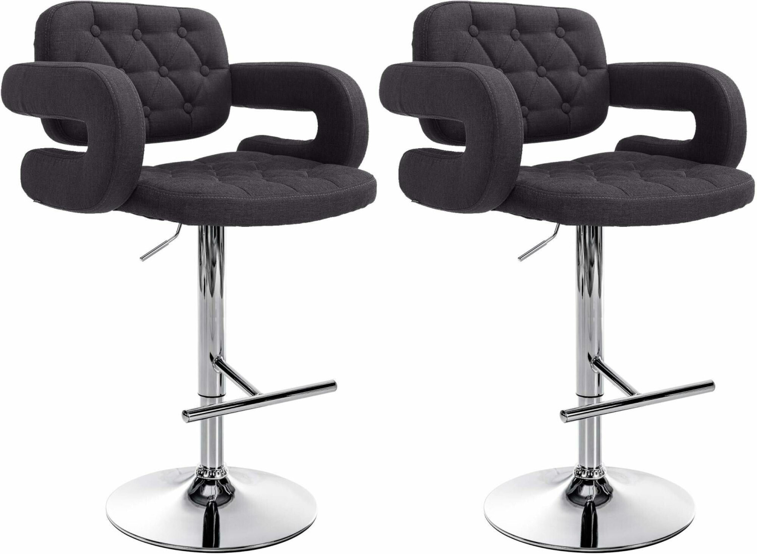 CLP Set of 2 bar stools Dublin fabric C black (312953)