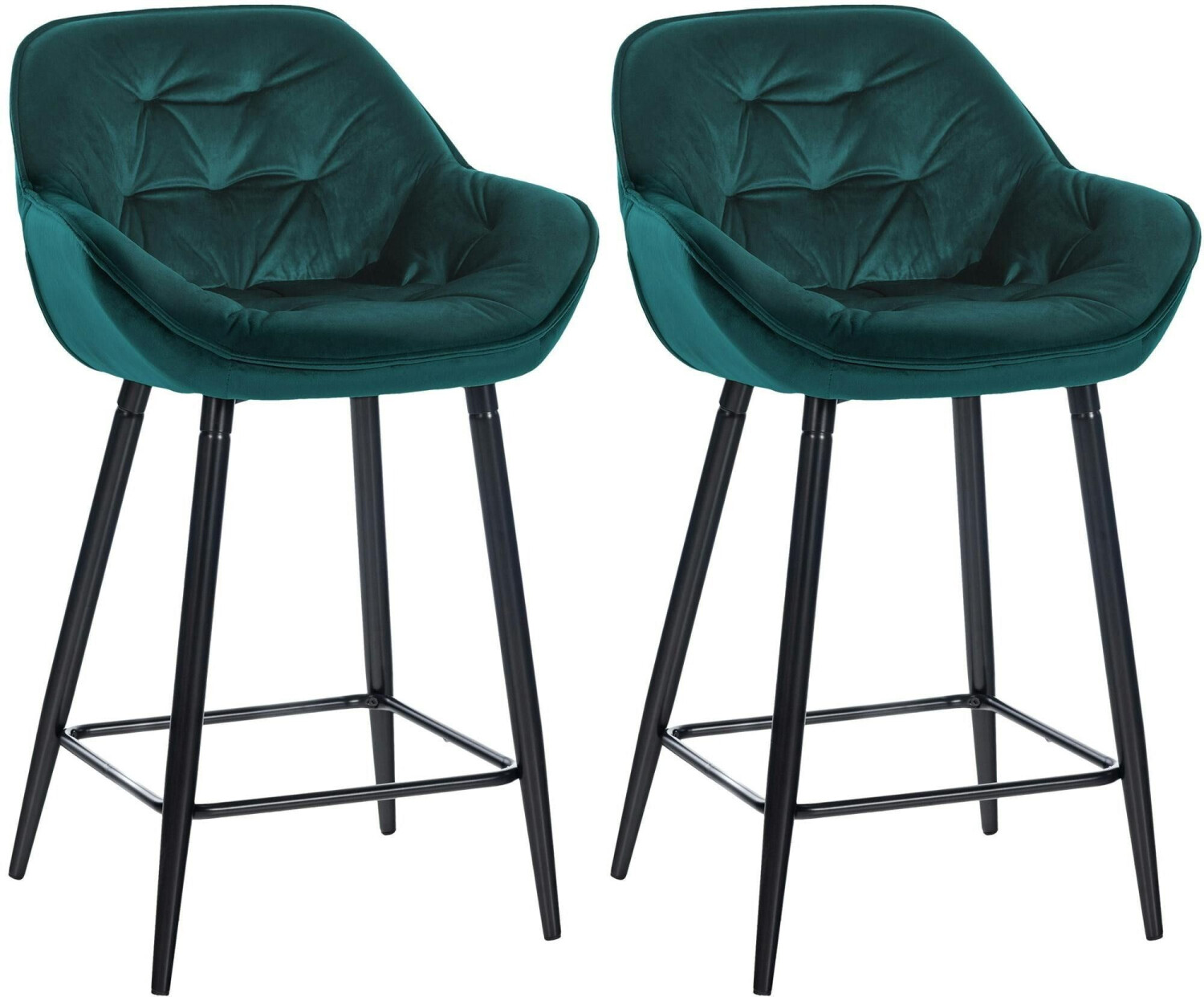 CLP Set of 2 bar stools Gibson 76 velvet dark green (322246)