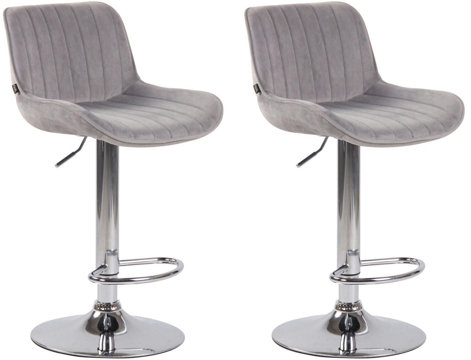 CLP Set of 2 bar stools Lentini velvet chrome gray (320603)