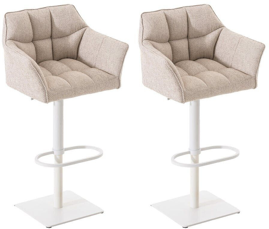 CLP Set of 2 bar stools Damaso fabric white ivory (314960)