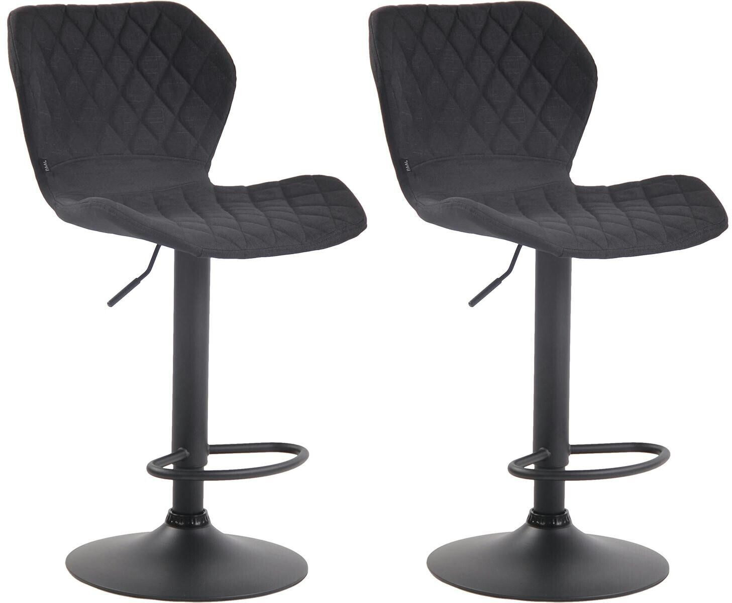 CLP Set of 2 bar stools cork fabric black black (315121)