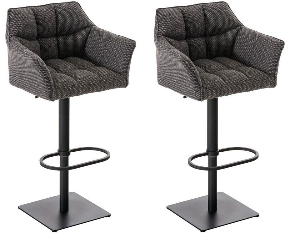 CLP Set of 2 bar stools Damaso fabric black titanium gray (314975)