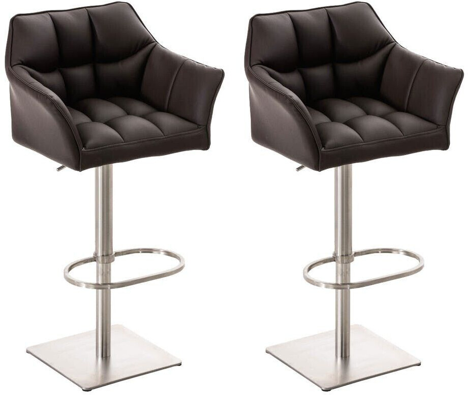 CLP Set of 2 bar stools Damaso faux leather stainless steel brown (314945)