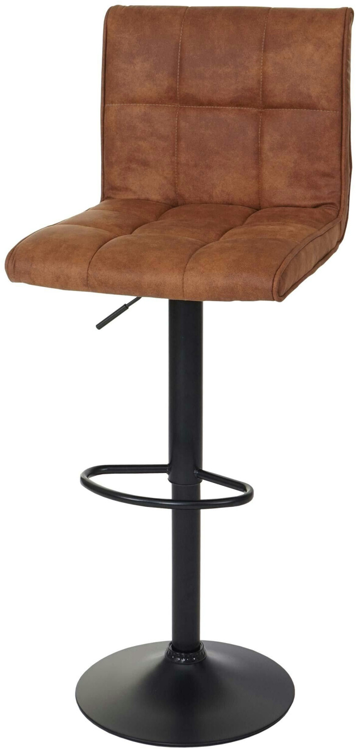 Mendler Set of 2 bar stools HWC-B13 imitation suede vintage light brown - brown (60077)