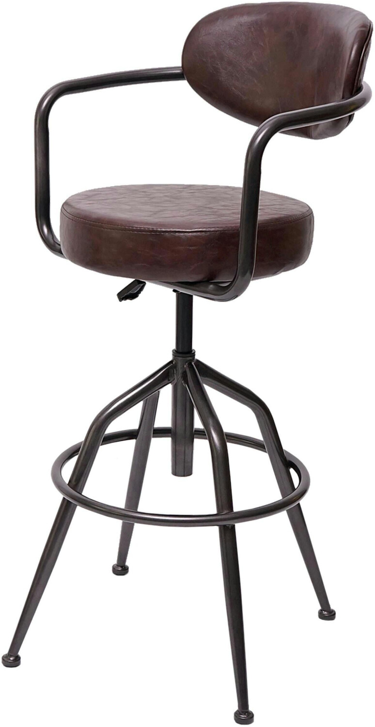 Mendler HWC-H10f swivel stool height adjustable suede look vintage brown - brown (72463)