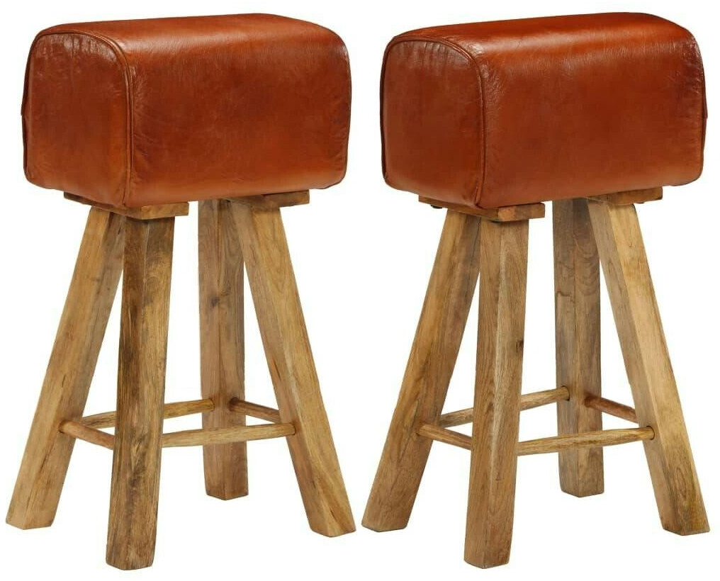 vidaXL Bar stool 2 pcs real leather and mango (246685)