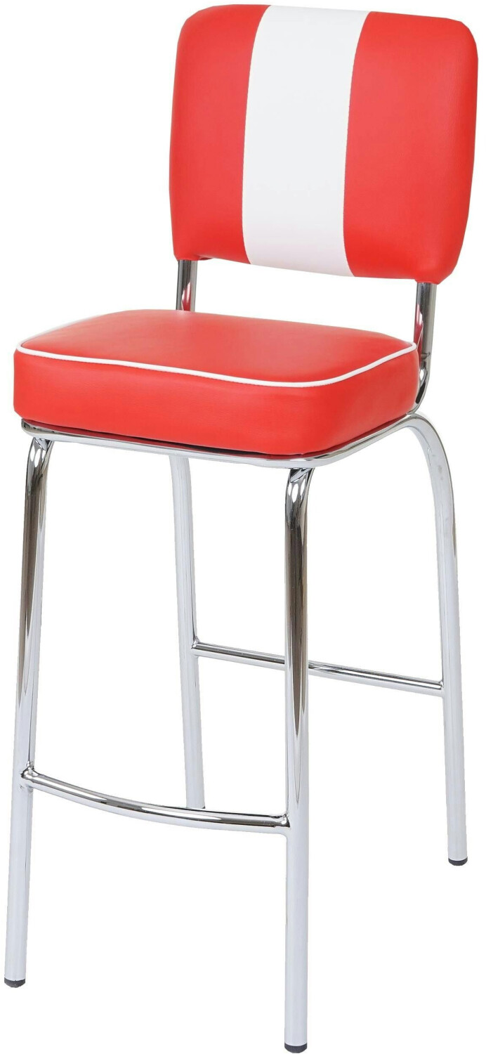 Mendler Set of 2 bar stools Avellino bar chair counter stool retro 50s red-white - red (55110)